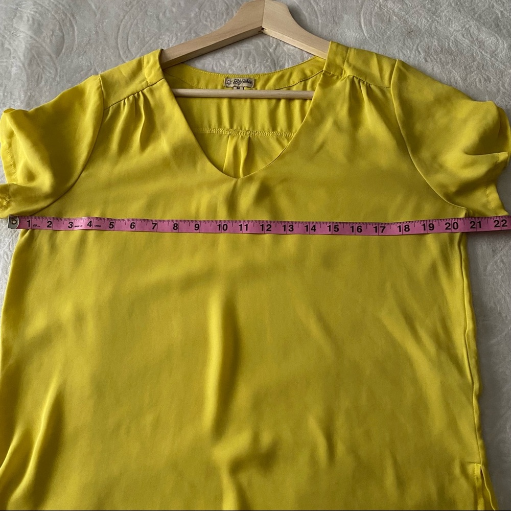Lightweight Bright Yellow V Neck Blouse - Picture 6 of 12